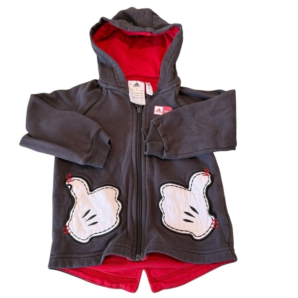 Adidas Toddler 2T Disney Mickey  Mouse Jacket Hoodie Zip Up, Hood.